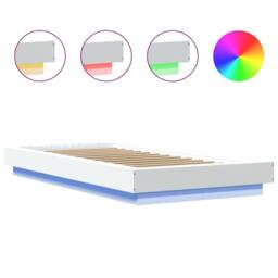 Berkfield Home Durable Bed Frame with LED Lights without Mattress White 90x200cm - Size: 90x200 cm - thumbnail 8
