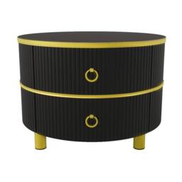 Merax Modern 2-Piece Nesting Coffee Table Set with Marble Effet Tabletop in Black - thumbnail 7