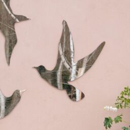 Primrose Wall Mounted Bird Silhouette Acrylic Frameless Mirror Decorative Wall Art Set of 3 in Silver - Size: 3 Pack - thumbnail 2