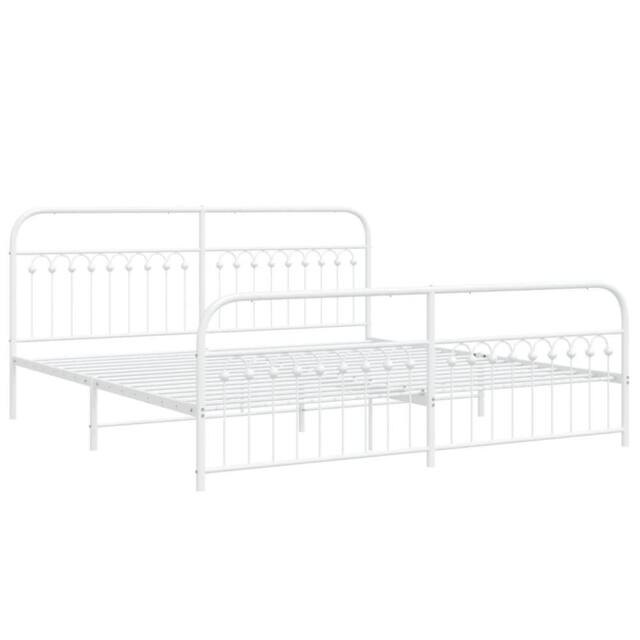 Berkfield Home Metal Bed Frame without Mattress with Footboard White 193x203cm - Size: 193x203 cm - image 1