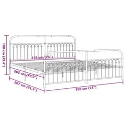 Berkfield Home Metal Bed Frame without Mattress with Footboard White 193x203cm - Size: 193x203 cm - thumbnail 8