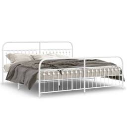 Berkfield Home Metal Bed Frame without Mattress with Footboard White 193x203cm - Size: 193x203 cm - thumbnail 3