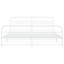 Berkfield Home Metal Bed Frame without Mattress with Footboard White 193x203cm - Size: 193x203 cm - thumbnail 4