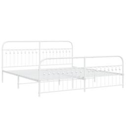 Berkfield Home Metal Bed Frame without Mattress with Footboard White 193x203cm - Size: 193x203 cm - thumbnail 1