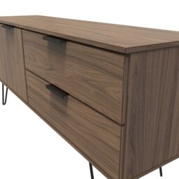 Ready Assembled 2 U Fuji 2 Drawer 2 Door Wide Sideboard (Ready Assembled) in Walnut - thumbnail 4