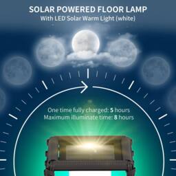 OUTSUNNY Solar Floor Lamp with Auto On/Off LED Lights for Porch, Yard in Grey - thumbnail 6