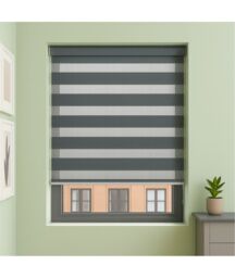 New Edge Blinds Slate Grey Day & Night Zebra Roller Blind (165cm drop) - 95cm - Size: 135 cm - thumbnail 2