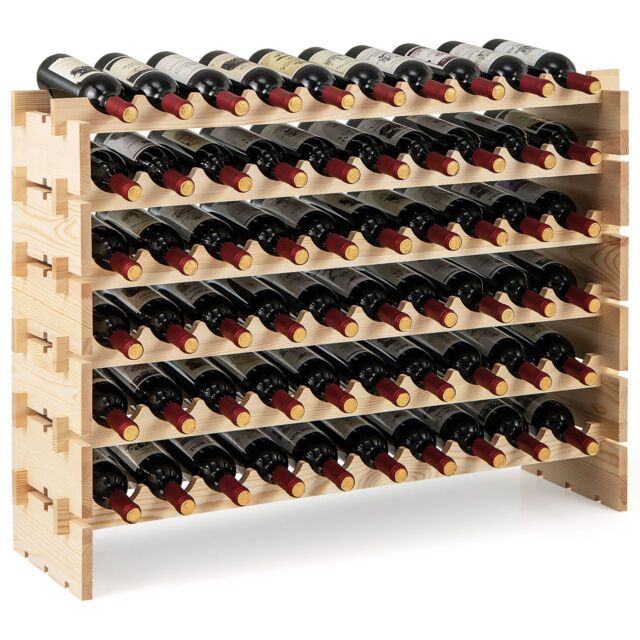 Costway 60 Bottles Wine Rack Stackable Modular Wine Bottle Holder in Natural - image 1