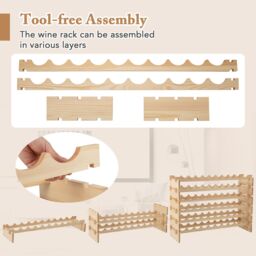 Costway 60 Bottles Wine Rack Stackable Modular Wine Bottle Holder in Natural - thumbnail 4