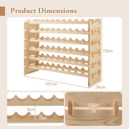 Costway 60 Bottles Wine Rack Stackable Modular Wine Bottle Holder in Natural - thumbnail 2