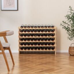 Costway 60 Bottles Wine Rack Stackable Modular Wine Bottle Holder in Natural - thumbnail 7