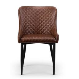 Cheshire Cromwell Premium Brown Faux Leather Dining Chairs - Set of 2 - thumbnail 3