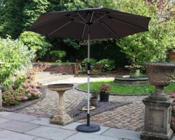 Royalcraft 2.7m Crank & Tilt LED Strip Parasol (38mm Pole, 8 Ribs) in Grey - thumbnail 2