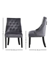 Life Interiors Set of 4 'Windsor' Knocker Back Velvet Dining Chairs Solid Wood Legs in Dark Grey - thumbnail 8