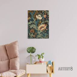 "Artery8 Flowers & Leaves Art Nouveau Canvas Wall Art Print in Green - Size: W18"" x H24""" - thumbnail 3