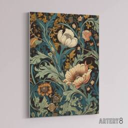 "Artery8 Flowers & Leaves Art Nouveau Canvas Wall Art Print in Green - Size: W18"" x H24""" - thumbnail 2