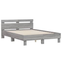 Berkfield Home Durable Bed Frame with LED without Mattress Grey Sonoma 120x200 cm - Size: Small Double - thumbnail 6