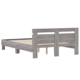 Berkfield Home Durable Bed Frame with LED without Mattress Grey Sonoma 120x200 cm - Size: Small Double - thumbnail 9