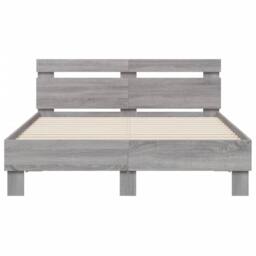 Berkfield Home Durable Bed Frame with LED without Mattress Grey Sonoma 120x200 cm - Size: Small Double - thumbnail 7