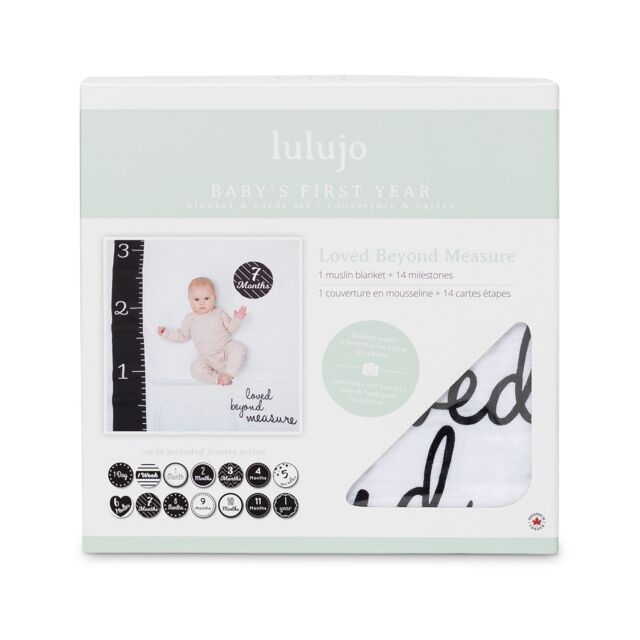 Lulujo Single Cotton Swaddle & Cards Gift Set- Loved Beyond Measure