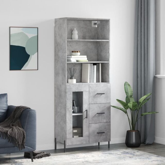 Berkfield Home Highboard Concrete Grey 69.5x34x180 cm Engineered Wood - image 1