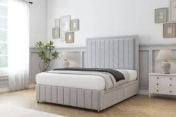 "Sloomy Pemberton Plush Divan Bed Base 4 Drawers With 26"" Strutted Headboard & 12"" Matching Footboard in Silver - Size: King" - thumbnail 3