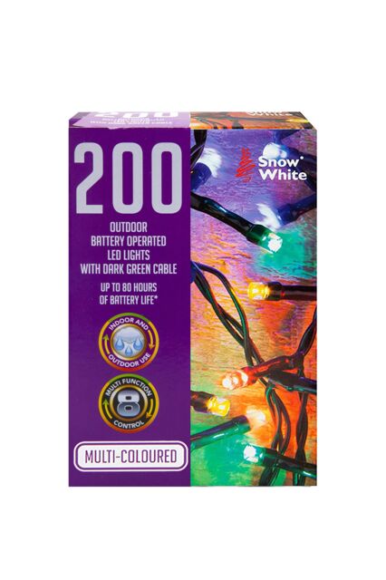 VFM e-Store 200 Outdoor LED Christmas Lights Battery Operated Coloured - image 1