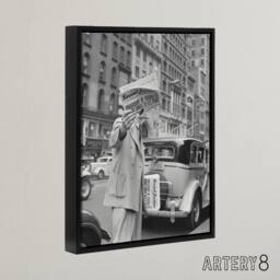 "Artery8 Social Justice Newsboy Dorothea Lange Framed Canvas Wall Art Print in Grey - Size: W12"" x H16""" - thumbnail 2