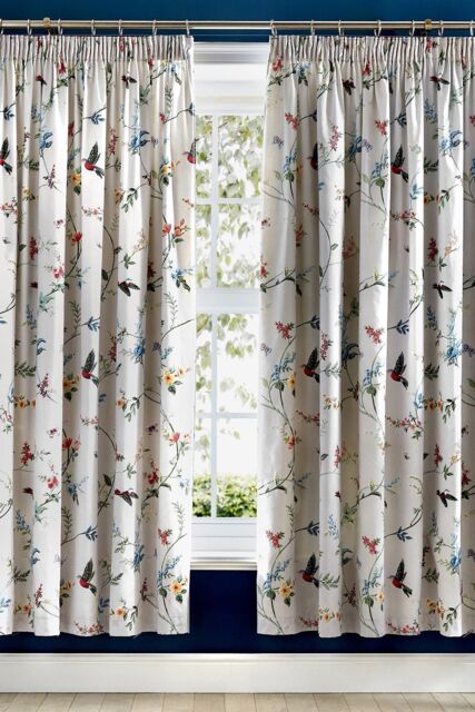 Dreams & Drapes 'Mansfield' Floral Pair of Pencil Pleat Curtains in Grey - Size: 168 cm width x 183 cm drop - image 1