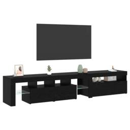 Berkfield Home TV Cabinets 2 pcs with LED Lights Black Oak Engineered Wood - thumbnail 1