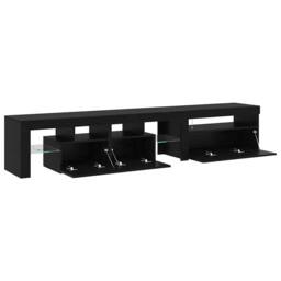 Berkfield Home TV Cabinets 2 pcs with LED Lights Black Oak Engineered Wood - thumbnail 6