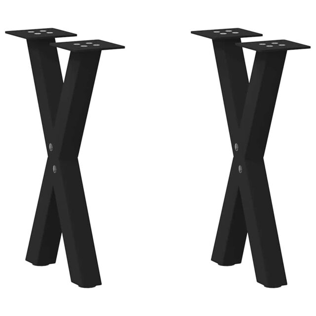 Berkfield Home Coffee Table Legs X-Shaped 2 pcs Black 28x(42-43) cm Steel - image 1