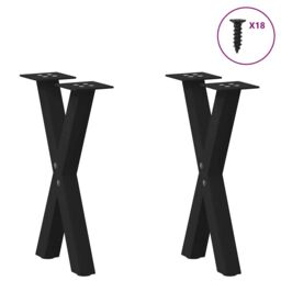 Berkfield Home Coffee Table Legs X-Shaped 2 pcs Black 28x(42-43) cm Steel - thumbnail 3