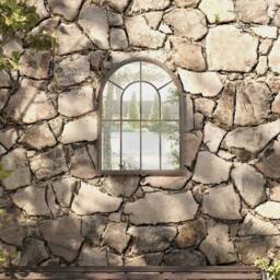 Berkfield Home Garden Mirror Sand 60x45 cm Iron for Outdoor Use in Cream - thumbnail 2