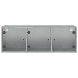 Berkfield Home Wall Cabinet with Glass Doors Concrete Grey 102x37x35 cm - Size: 102 x 37 x 35 cm - thumbnail 6