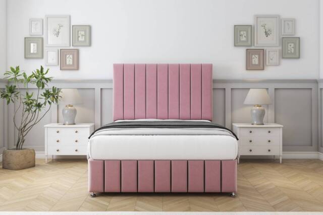 "Comfort Beds Sara Plush Divan Set No Drawers-54"" Headboard-Footboard in Pink - Size: Small Single" - image 1