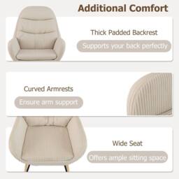 Costway Upholstered Rocking Chair Nursery Glider Rocker w/Padded Backrest in Beige - thumbnail 9