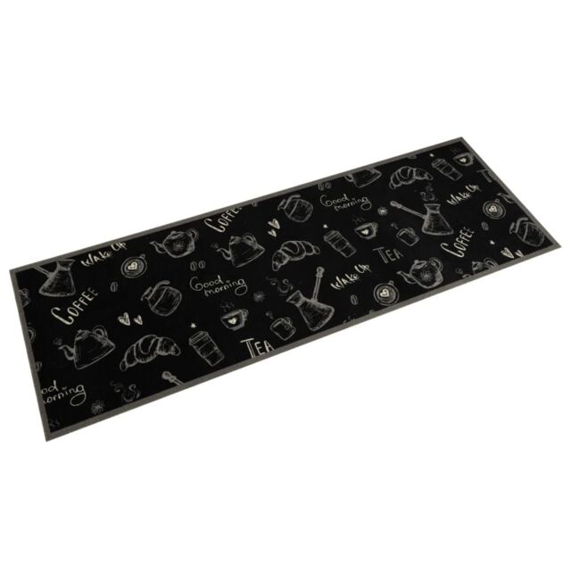 Berkfield Home Kitchen Rug Washable Morning Black 60x180 cm Velvet - image 1