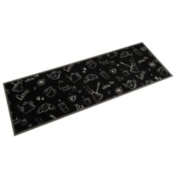 Berkfield Home Kitchen Rug Washable Morning Black 60x180 cm Velvet