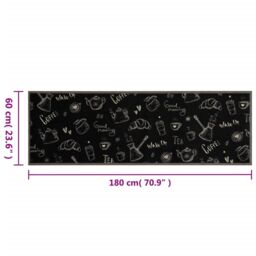 Berkfield Home Kitchen Rug Washable Morning Black 60x180 cm Velvet - thumbnail 5