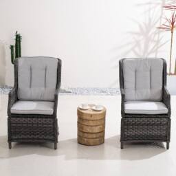 Direct Wicker 3-Piece Outdoor Bistro Set, Aluminium Rattan Chairs with Side Table in Grey - Size: 2 Pack - thumbnail 3
