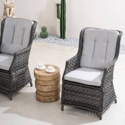 Direct Wicker 3-Piece Outdoor Bistro Set, Aluminium Rattan Chairs with Side Table in Grey - Size: 2 Pack - thumbnail 2