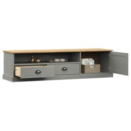 Berkfield Home TV Cabinet VIGO Grey 156x40x40 cm Solid Wood Pine - Size: 156 x 40 x 40 cm - thumbnail 3