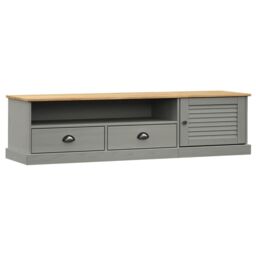 Berkfield Home TV Cabinet VIGO Grey 156x40x40 cm Solid Wood Pine - Size: 156 x 40 x 40 cm - thumbnail 2