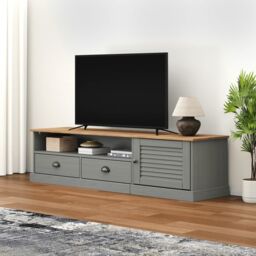 Berkfield Home TV Cabinet VIGO Grey 156x40x40 cm Solid Wood Pine - Size: 156 x 40 x 40 cm