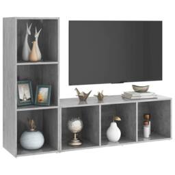 Berkfield Home TV Cabinets 2 pcs Concrete Grey 107x35x37 cm Engineered Wood - Size: 107 x 35 x 37 cm - thumbnail 1
