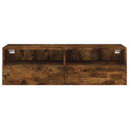 Berkfield Home TV Wall Cabinet Smoked Oak 100x30x30 cm Engineered Wood in Brown - Size: 100 x 30 x 30 cm - thumbnail 7