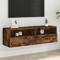 Berkfield Home TV Wall Cabinet Smoked Oak 100x30x30 cm Engineered Wood in Brown - Size: 100 x 30 x 30 cm - thumbnail 1