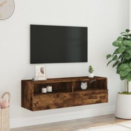 Berkfield Home TV Wall Cabinet Smoked Oak 100x30x30 cm Engineered Wood in Brown - Size: 100 x 30 x 30 cm - thumbnail 3