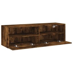 Berkfield Home TV Wall Cabinet Smoked Oak 100x30x30 cm Engineered Wood in Brown - Size: 100 x 30 x 30 cm - thumbnail 6